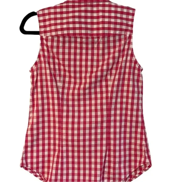J. Crew women’s XS pink/white gingham sleeveless button up collared shirt - Picture 5 of 5